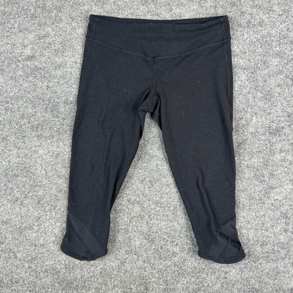 Lululemon Leggings Womens Size 6 Black Cropped Mesh Detail Athletic Yoga Pants